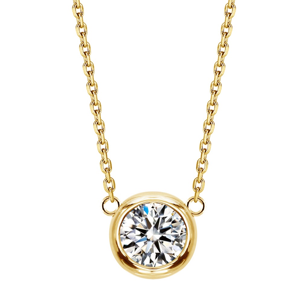 【IGI鑑定書付き】プラチナ/18金ゴールド ダイヤモンド 両吊り ベゼルネックレス ラボグロウンダイヤモンド 0.5ct / 1.0ct