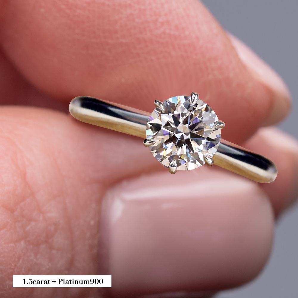 【IGI鑑定書付き】Pt900 / K18 ダイヤモンド ソリティアリング 1ct 1.5ct 2ct 3ct　から選んで作るオーダーメイド