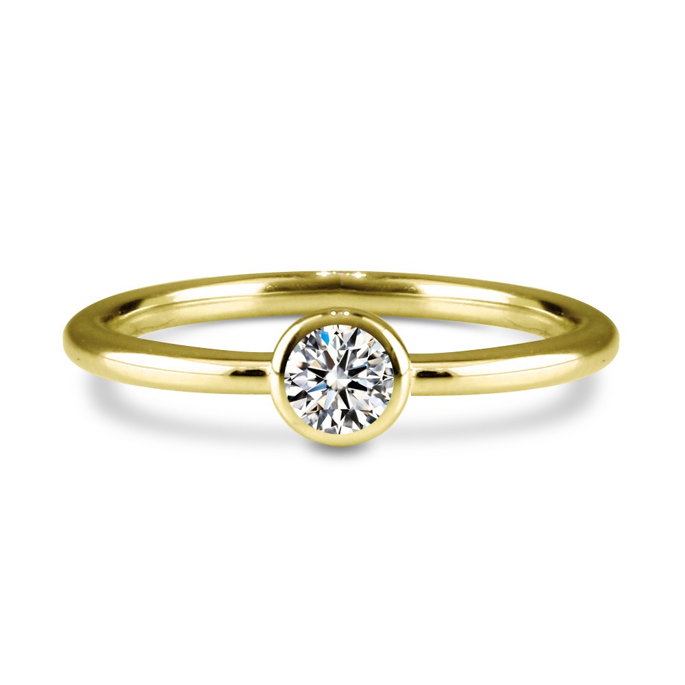 【IGI鑑定書付き】Pt900 / K18  0.3カラット ダイヤモンド ベゼル ソリティアリング（ラボグロウン・ダイヤモンド）