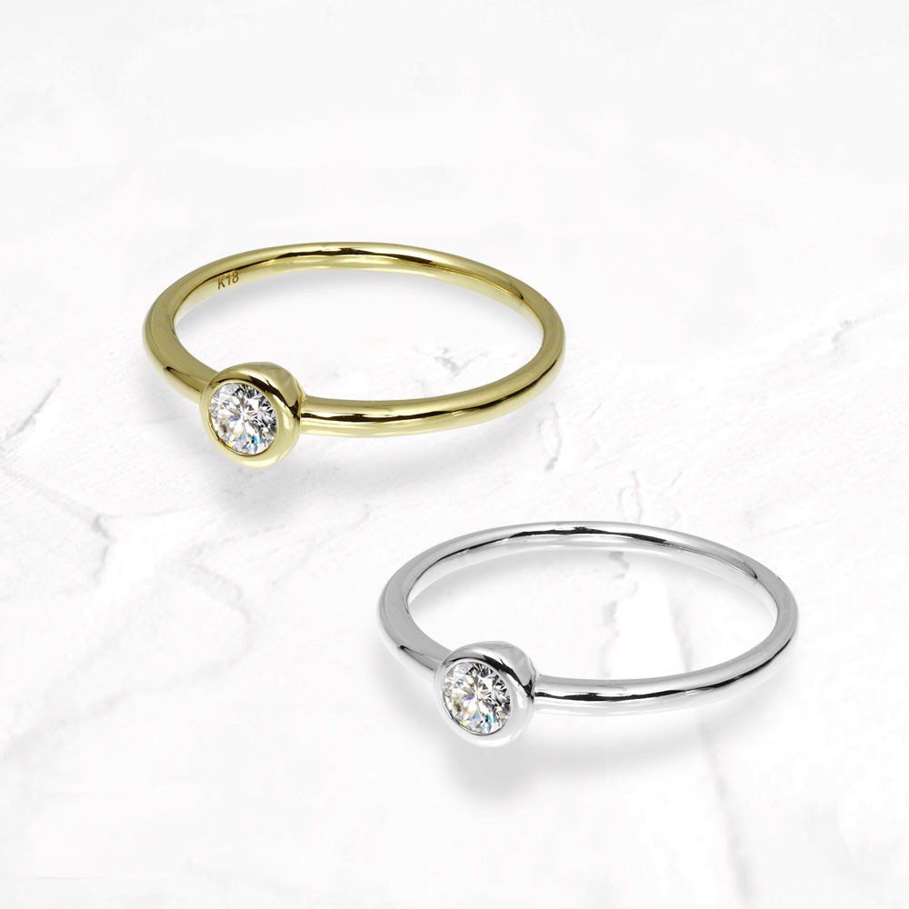 【IGI鑑定書付き】Pt900 / K18  0.3カラット ダイヤモンド ベゼル ソリティアリング（ラボグロウン・ダイヤモンド）