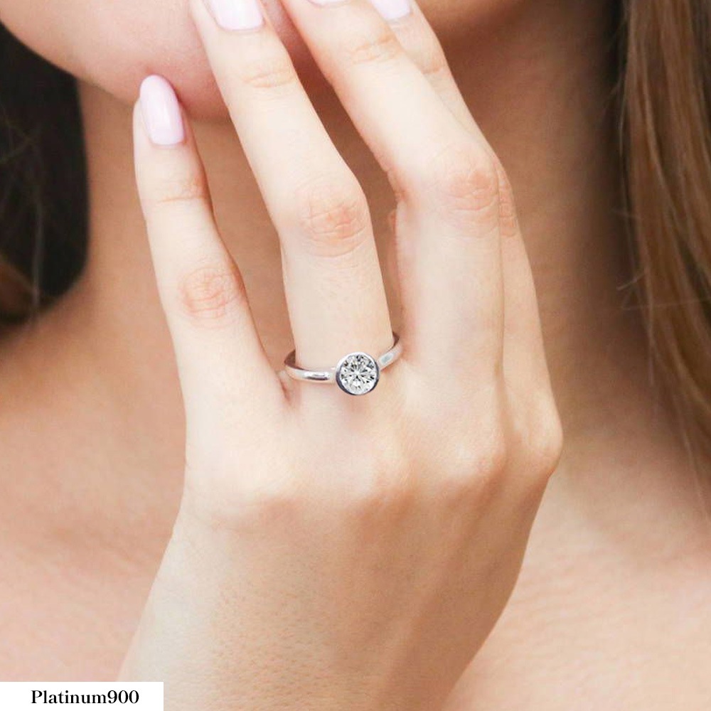 【IGI鑑定書付き】Pt900 / K18  1カラット ダイヤモンド 一粒 ベゼル フクリン 覆輪 リング