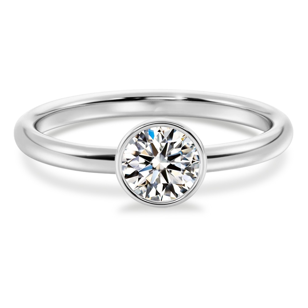 【IGI鑑定書付き】Pt900 / K18  1カラット ダイヤモンド 一粒 ベゼル フクリン 覆輪 リング