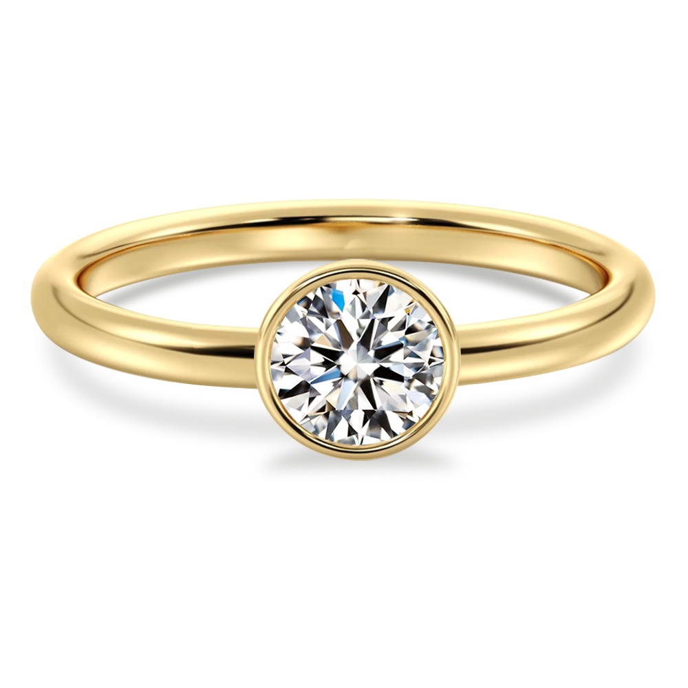 【IGI鑑定書付き】Pt900 / K18  1カラット ダイヤモンド 一粒 ベゼル フクリン 覆輪 リング