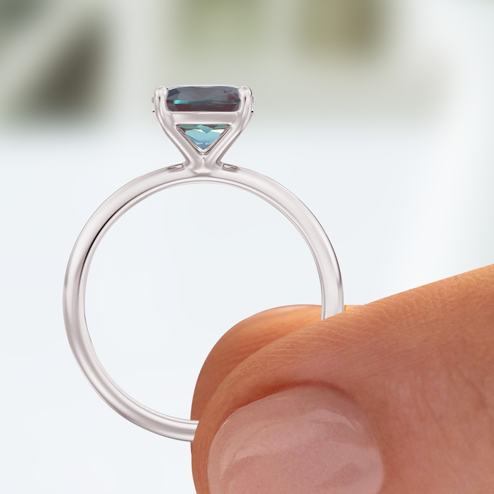 2.9カラット クッション アレキサンドライト リング ( ラボグロウン ) 指輪 プラチナ 18金ゴールド