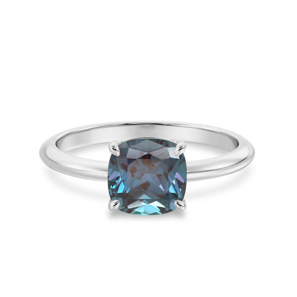 2.9カラット クッション アレキサンドライト リング ( ラボグロウン ) 指輪 プラチナ 18金ゴールド