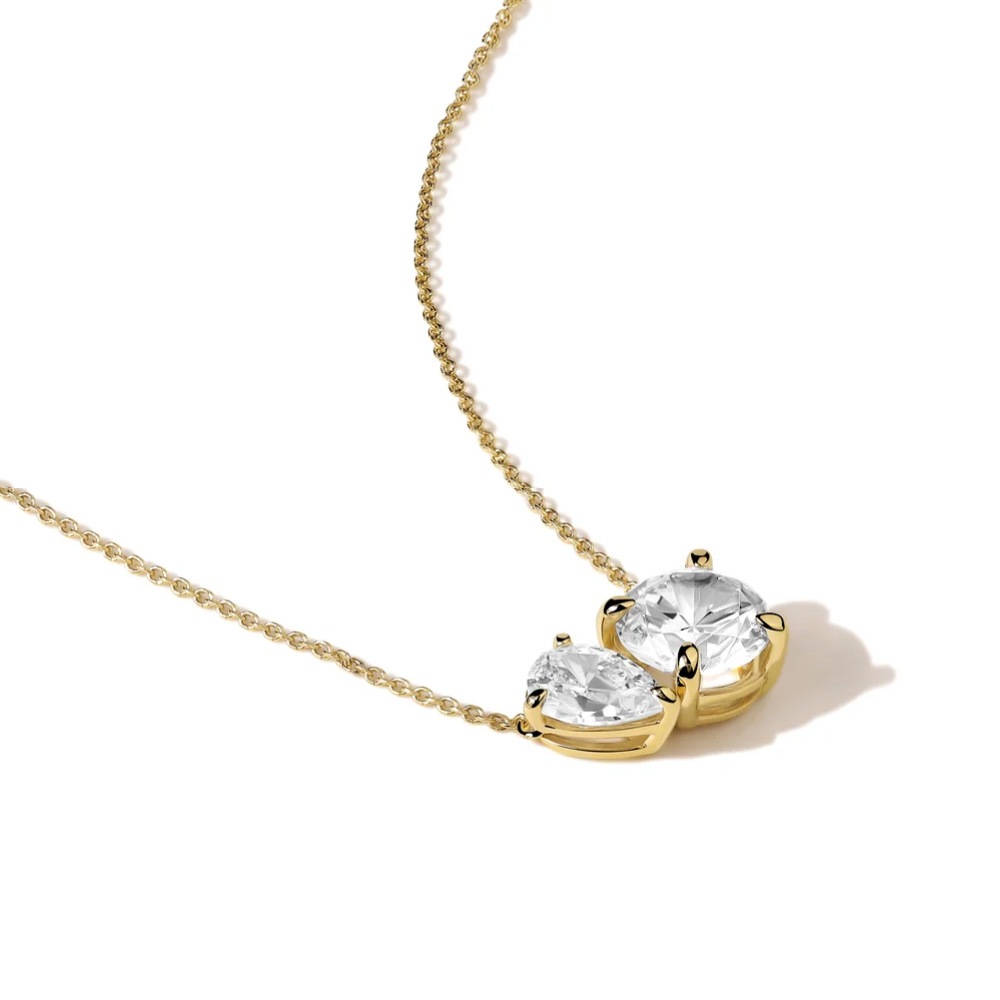 【IGI鑑定書付き】Toi et Moi / 計0.86ct ダイヤモンド ネックレス ラウンドカット ＆ ペアシェイプカット ラボグロウン ダイヤモンド