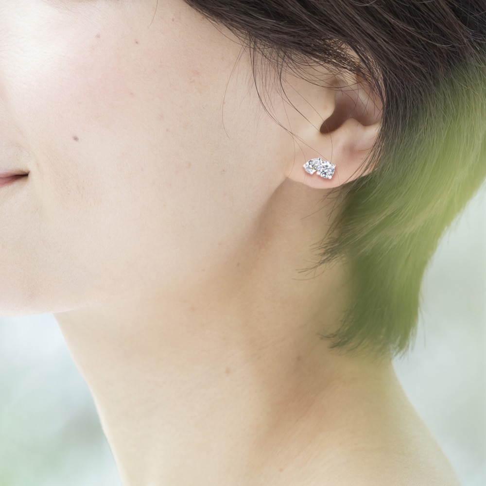 【IGI鑑定書付】PT900 / K18 【Toi et Moi 】計1.1ct ダイヤモンドピアス