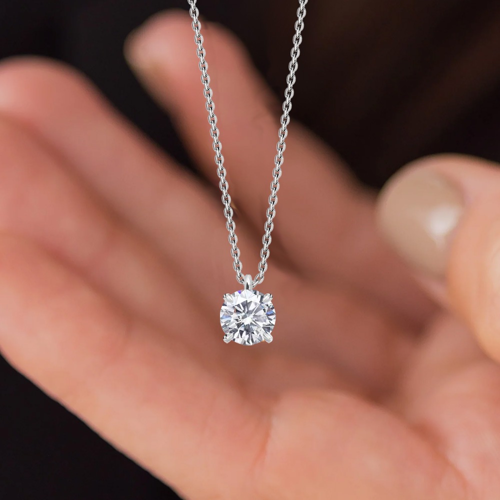 【IGI鑑定書付】PT900/K18 1.0カラット ラボグロウン ダイヤモンド 4爪 一粒 ネックレス 