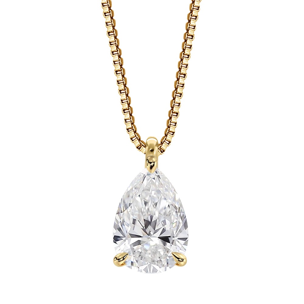 【IGI鑑定書付】PT900/K18 1.0カラット ペアシェイプ ダイヤモンド ソリティアネックレス （ラボグロウン・ダイヤモンド）