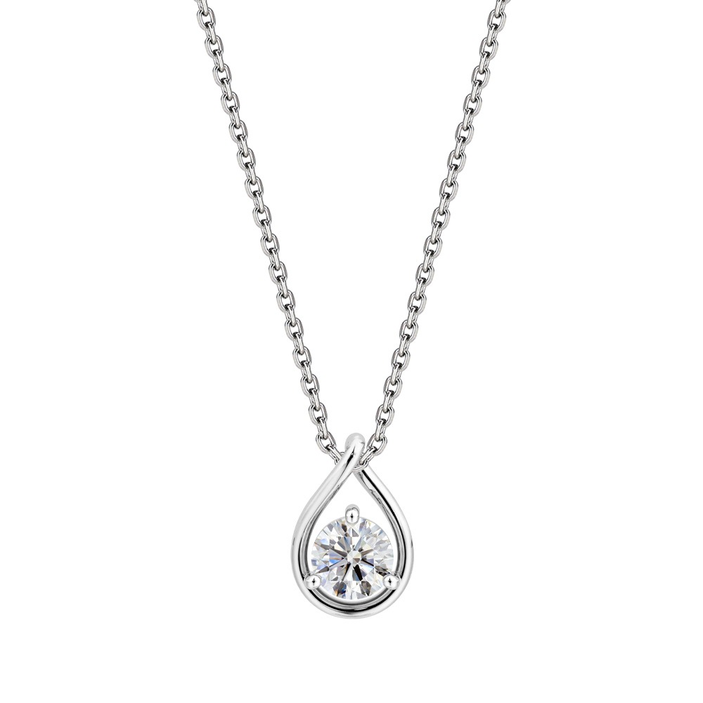 【IGI鑑定書付ダイヤ 0.5ct / 1.0ct 】PT900/K18 ドロップ（しずく型）モチーフ ダイヤモンド ソリティアネックレス（ラボグロウン・ダイヤモンド）