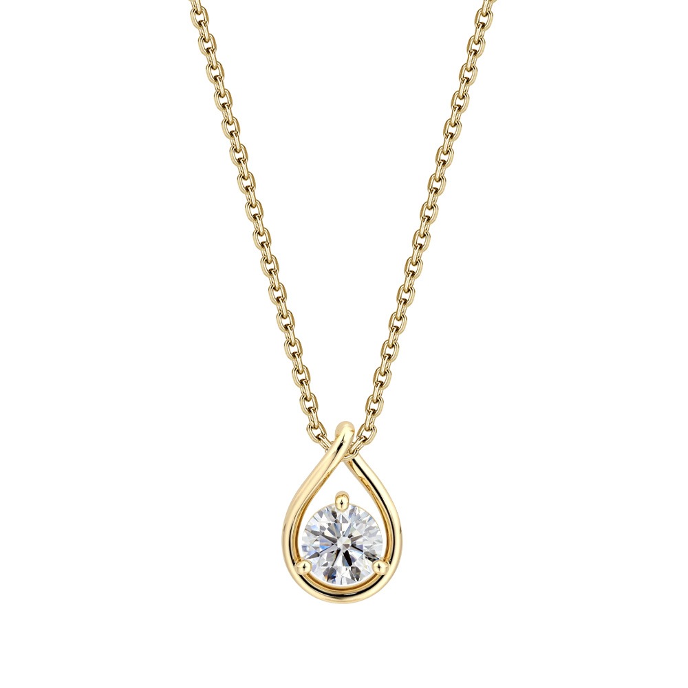 【IGI鑑定書付ダイヤ 0.5ct / 1.0ct 】PT900/K18 ドロップ（しずく型）モチーフ ダイヤモンド ソリティアネックレス（ラボグロウン・ダイヤモンド）