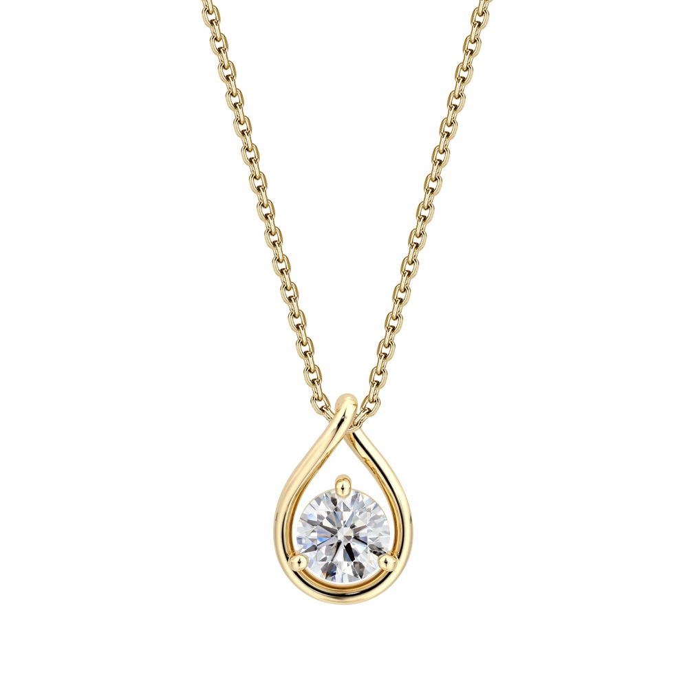 【IGI鑑定書付ダイヤ 0.5ct / 1.0ct 】PT900/K18 ドロップ（しずく型）モチーフ ダイヤモンド ソリティアネックレス（ラボグロウン・ダイヤモンド）