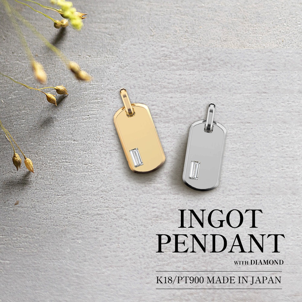 PT900/K18 0.25ct ダイヤモンド インゴットタイプ ペンダント ネックレス （ラボグロウン ダイヤモンド）