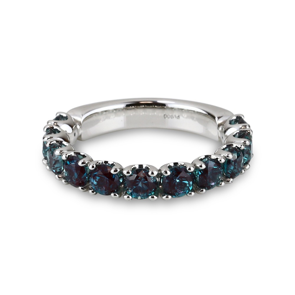 【プラチナ/K18】計1.8カラット アレキサンドライト エタニティリング(ラボグロウン・アレキサンドライト)