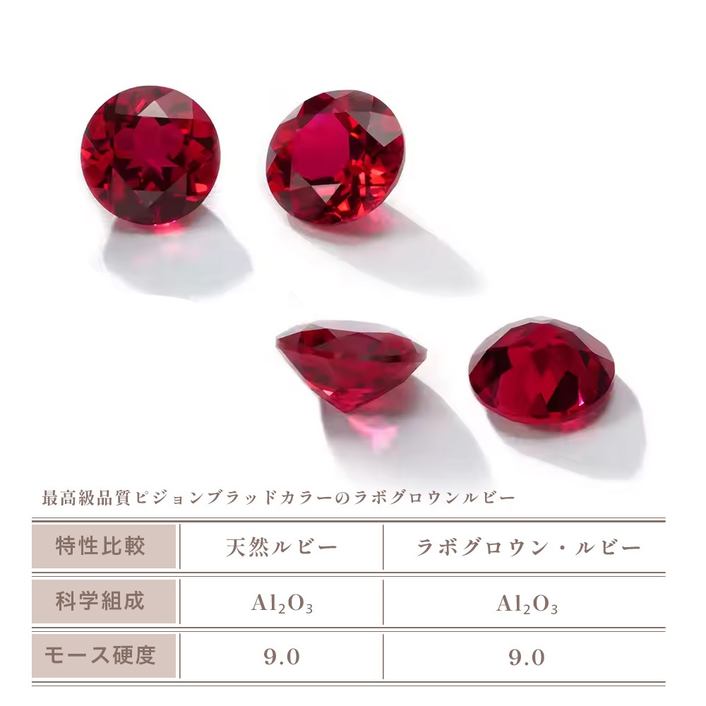 プラチナ又は18金ゴールド 1カラット ルビー 4爪 一粒 ネックレス (ラボグロウン・ルビー)