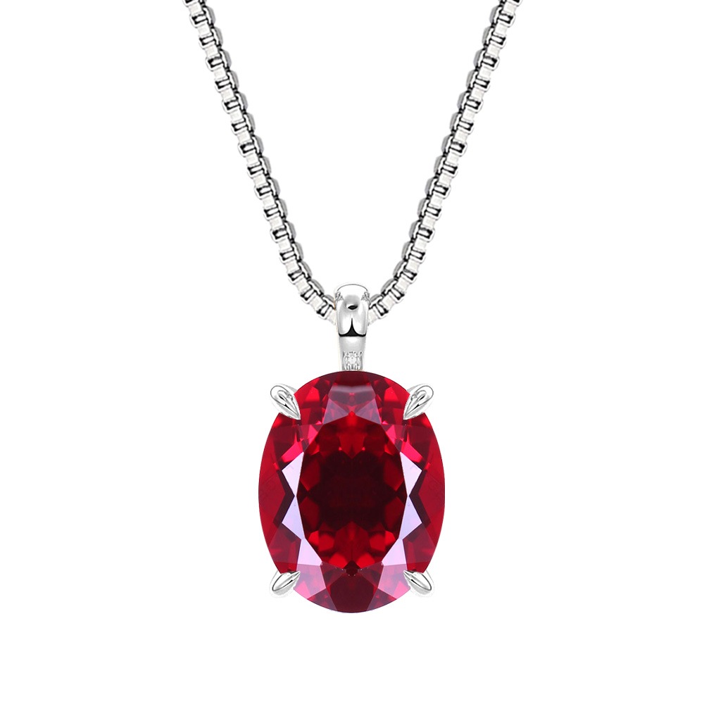 【Pt/K18】1.5ct オーバルカット ルビー ソリティアネックレス（ラボグロウン・ルビー）