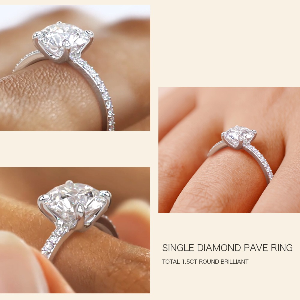 【IGI鑑定書付き】Pt900 / K18  計1.5カラット ダイヤモンド パヴェ（PAVE） デザイン リング 指輪