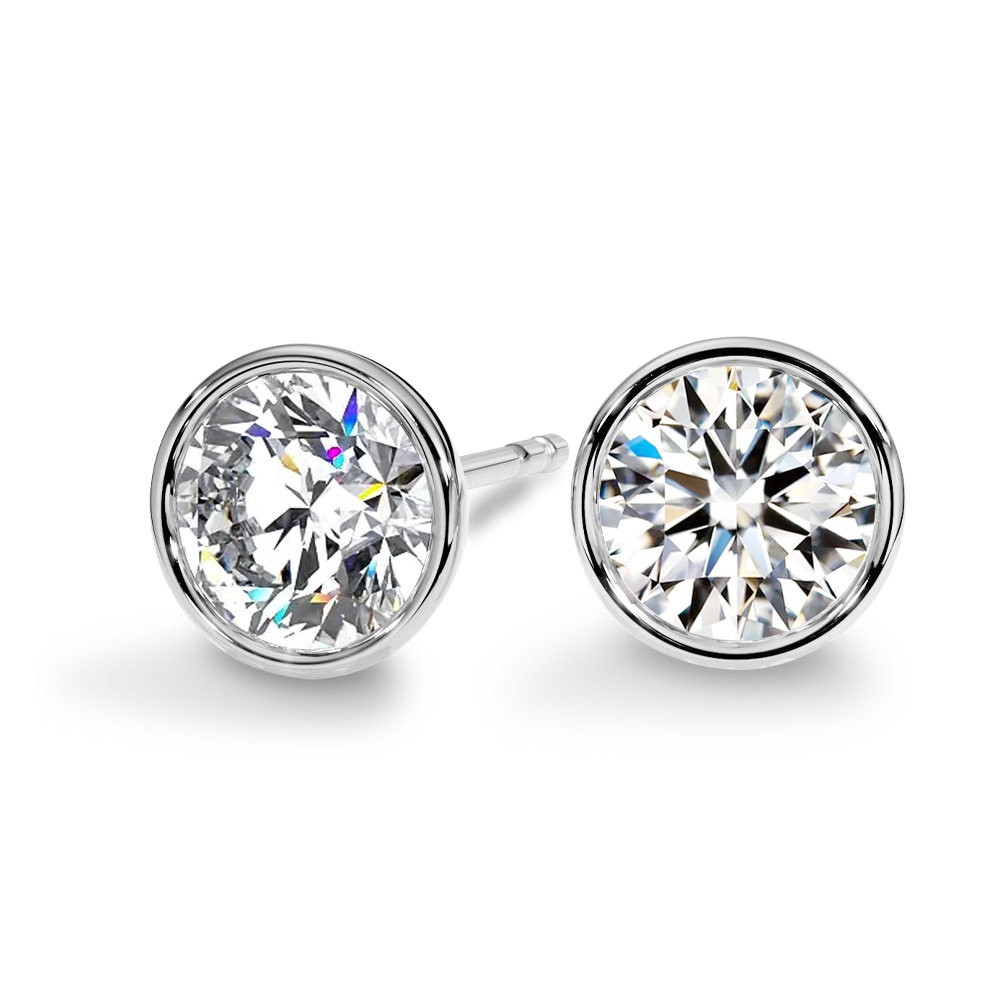 【IGI鑑定書付】Pt900 / K18 ダイヤモンド ベゼル 一粒 ピアス ラボグロウン ダイヤモンド(0.3ct 0.5ct 1.0ct)