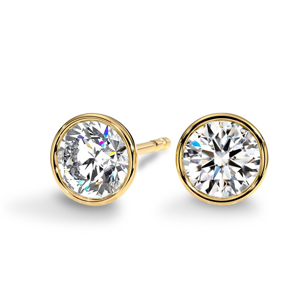 【IGI鑑定書付】Pt900 / K18 ダイヤモンド ベゼル 一粒 ピアス ラボグロウン ダイヤモンド(0.3ct 0.5ct 1.0ct)