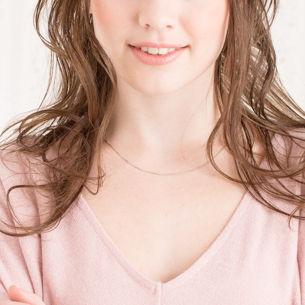 日本製 50cm 1mm スライドアジャスター チェーン プラチナ＆K18仕上