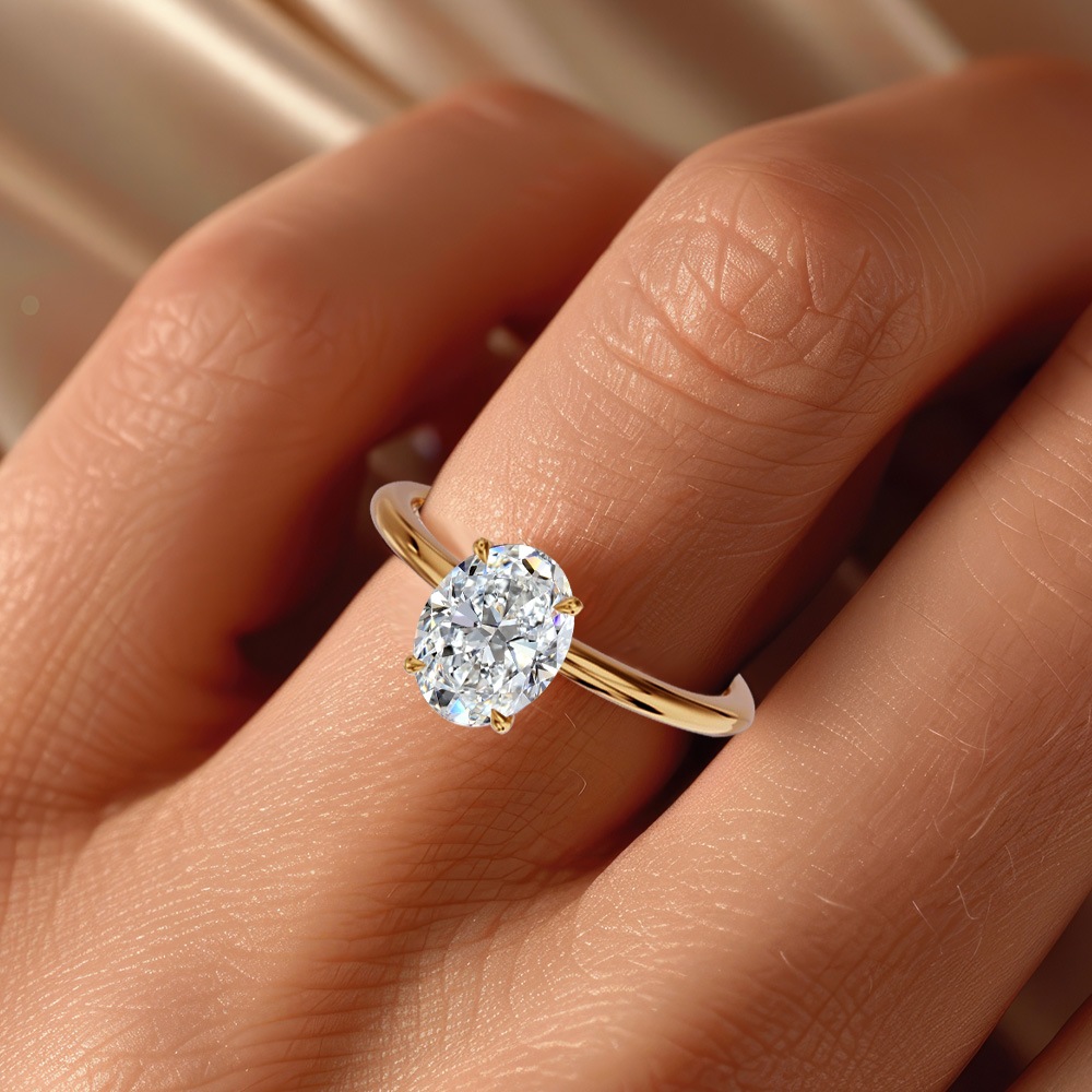 【1ct】ラボグロウンダイヤモンド リング オーバルカット D/VVS2/2EX Pt900 K18 ソリティア 指輪|JEWELRY CASTLE
