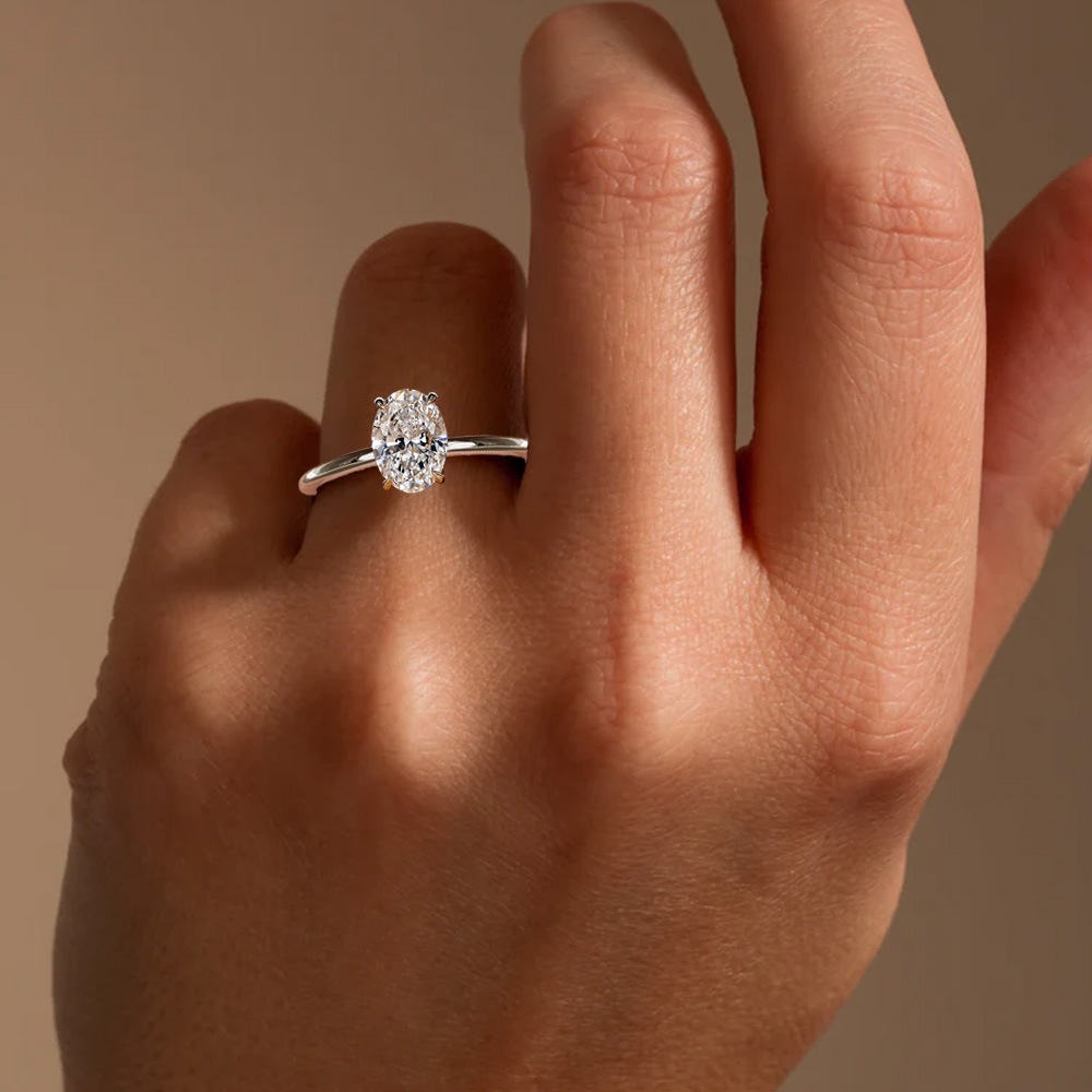 【1ct】ラボグロウンダイヤモンド リング オーバルカット D/VVS2/2EX Pt900 K18 ソリティア 指輪|JEWELRY CASTLE
