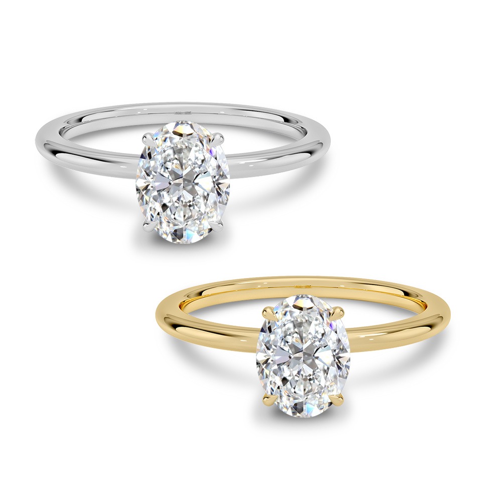 【1ct】ラボグロウンダイヤモンド リング オーバルカット D/VVS2/2EX Pt900 K18 ソリティア 指輪|JEWELRY CASTLE
