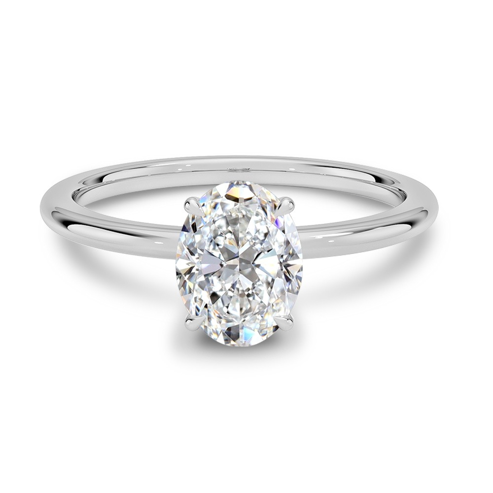 【1ct】ラボグロウンダイヤモンド リング オーバルカット D/VVS2/2EX Pt900 K18 ソリティア 指輪|JEWELRY CASTLE
