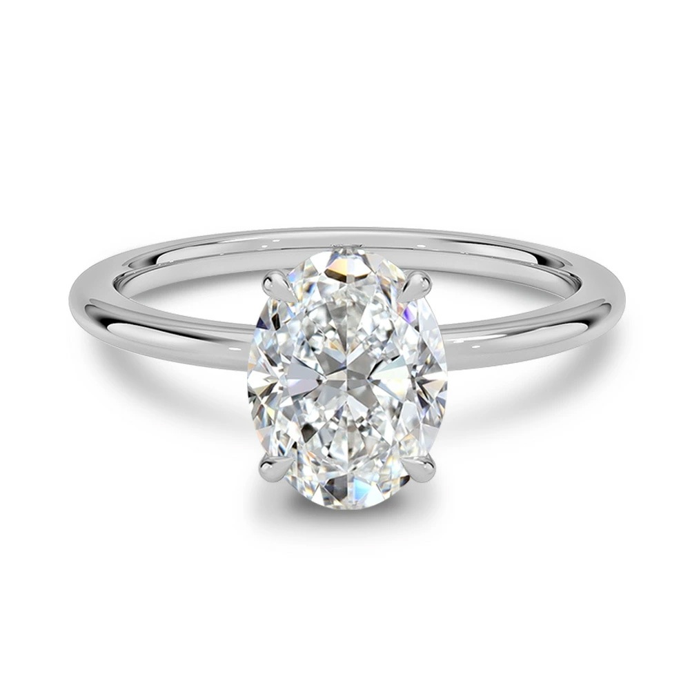 【1.5ct】ラボグロウンダイヤモンド リング オーバルカット D/VVS2/2EX Pt900 K18 ソリティア 指輪｜JEWELRY CASTLE