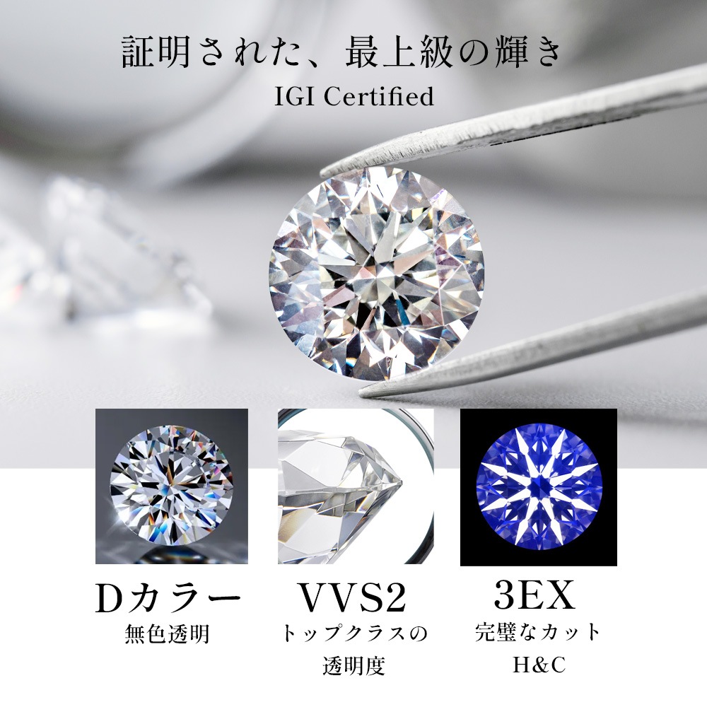 【3ct】ラボグロウンダイヤモンド ネックレス D/VVS2/3EX Pt900 K18 ソリティア｜JEWELRY CASTLE