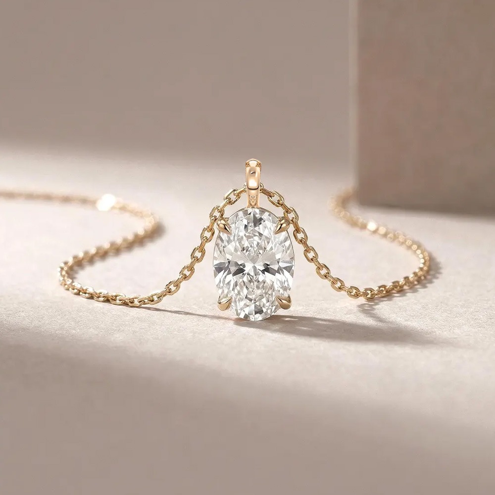 【3ct】オーバル ラボグロウンダイヤモンド ネックレス D/VVS2/3EX Pt900 K18 ソリティア｜JEWELRY CASTLE