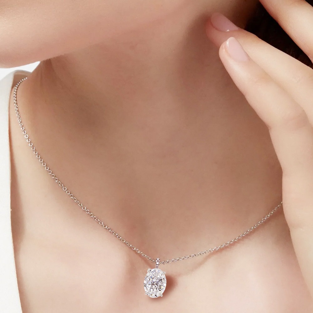 【3ct】オーバル ラボグロウンダイヤモンド ネックレス D/VVS2/3EX Pt900 K18 ソリティア｜JEWELRY CASTLE