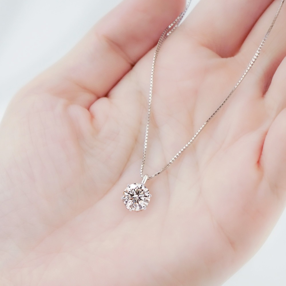 【1.5ct】ラボグロウンダイヤモンド ネックレス D/VVS2/3EX Pt900 K18 6爪 一粒|JEWELRY CASTLE