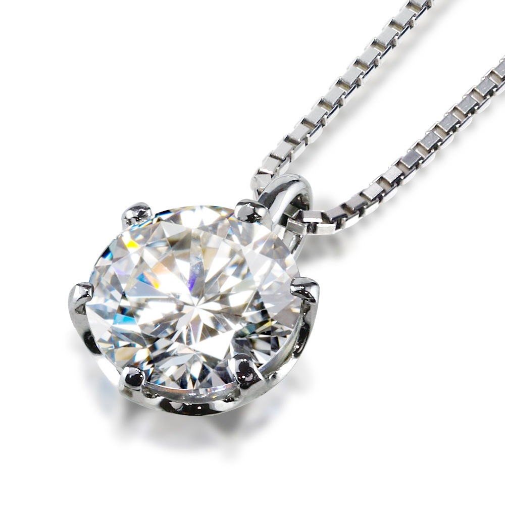 【1.5ct】ラボグロウンダイヤモンド ネックレス D/VVS2/3EX Pt900 K18 6爪 一粒|JEWELRY CASTLE