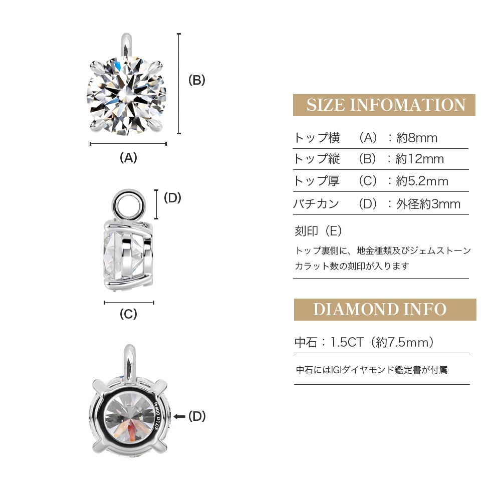 【1.5ct】ラボグロウンダイヤモンド ネックレス D/VVS2-1/3EX H&C Pt900 K18 4爪 ソリティア|JEWELRY CASTLE