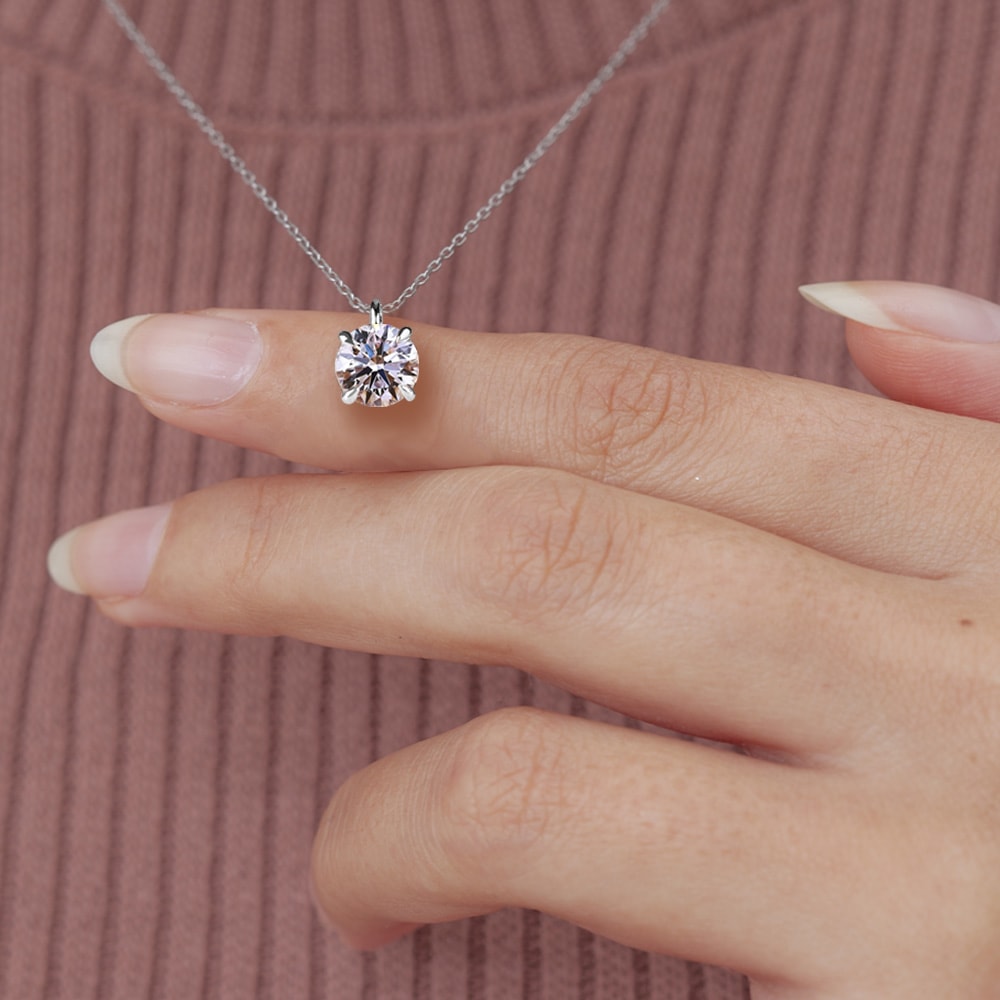 【1.5ct】ラボグロウンダイヤモンド ネックレス D/VVS2-1/3EX H&C Pt900 K18 4爪 ソリティア|JEWELRY CASTLE
