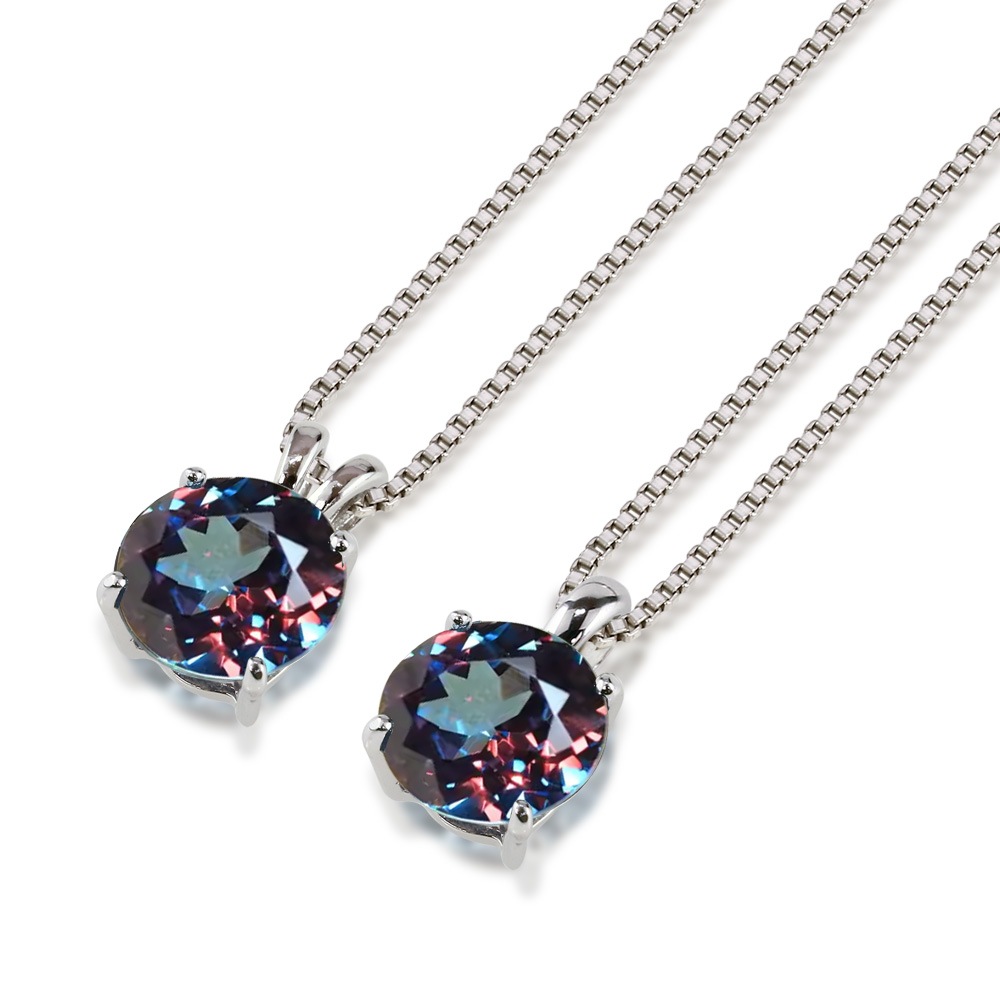 【プラチナ/K18】2.5ct ラボグロウン アレキサンドライト ソリティア ネックレス