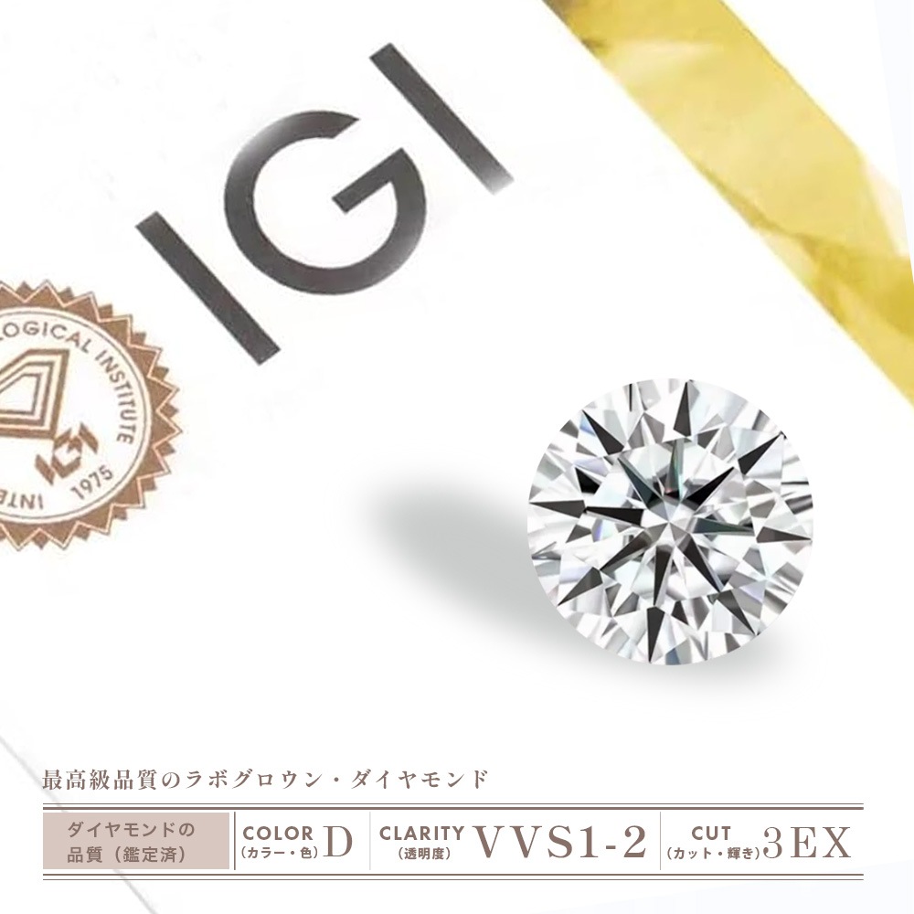 【IGI鑑定書付】PT900 1.0カラット ラボグロウン ダイヤモンド 6爪 一粒 ネックレス