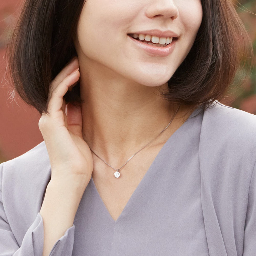 【IGI鑑定書付】PT900 1.0カラット ラボグロウン ダイヤモンド 6爪 一粒 ネックレス