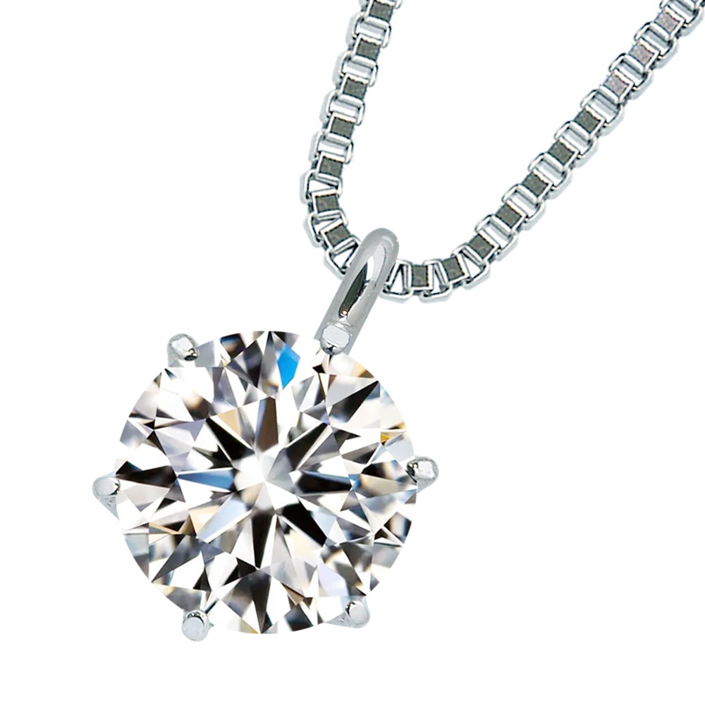 【IGI鑑定書付】PT900 1.0カラット ラボグロウン ダイヤモンド 6爪 一粒 ネックレス