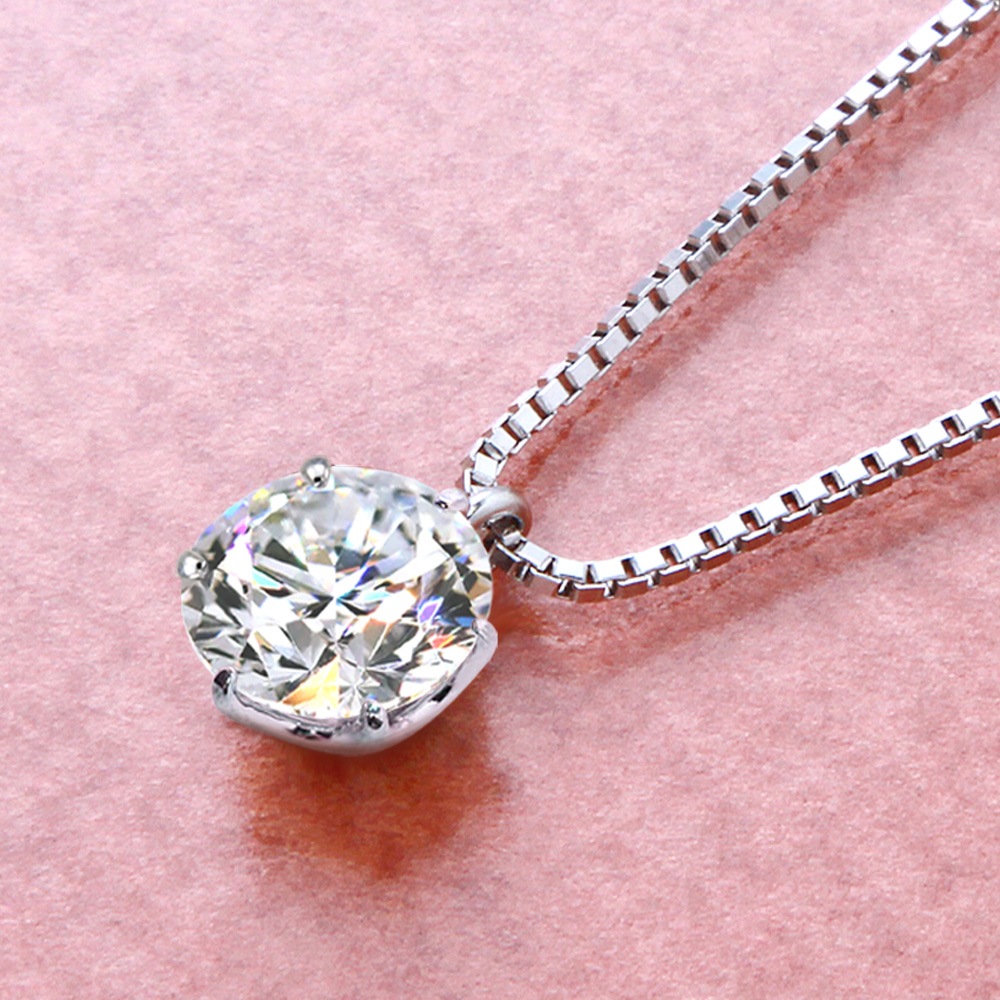【IGI鑑定書付】PT900 1.0カラット ラボグロウン ダイヤモンド 6爪 一粒 ネックレス