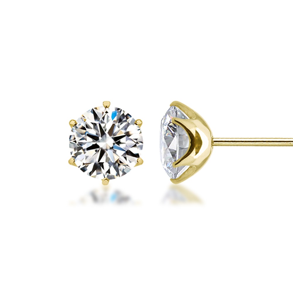 Pt900 / K18 モアサナイト 6爪 一粒 ピアス（0.3ct 0.5ct 1.0ct）