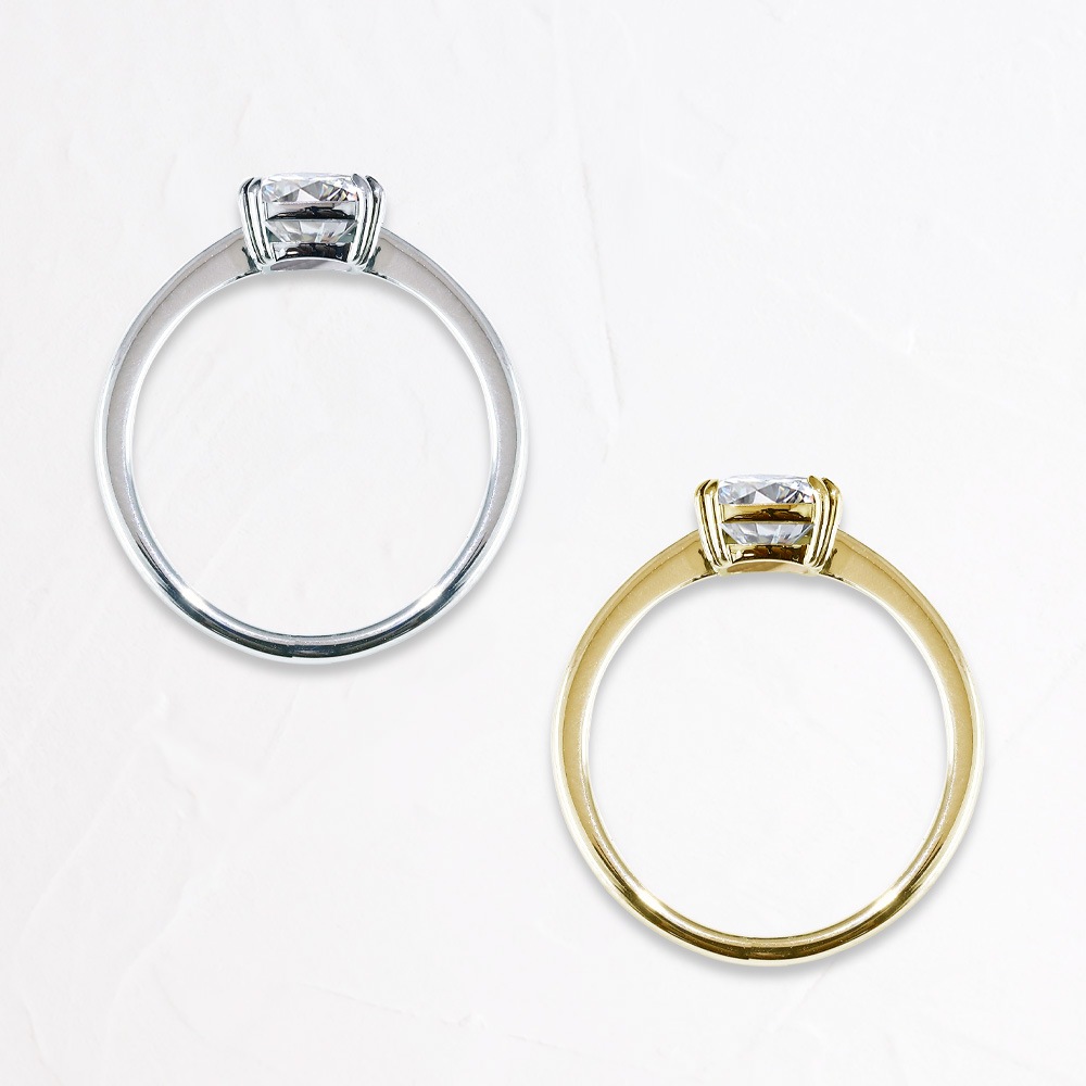 【IGI鑑定書付き】Pt900 / K18 1カラット ダイヤモンド ソリティアリング クッションカット ラボグロウン ダイヤモンド