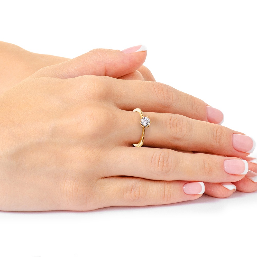 【プラチナ/K18】 0.3ct モアサナイト 6爪 ソリティアリング