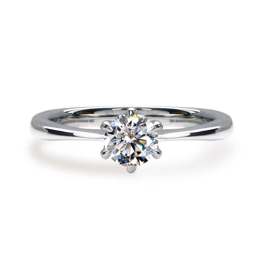【プラチナ/K18】 0.3ct モアサナイト 6爪 ソリティアリング
