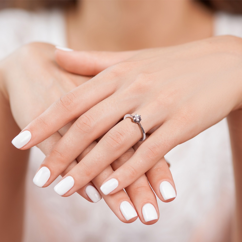 【プラチナ/K18】 0.3ct モアサナイト 6爪 ソリティアリング