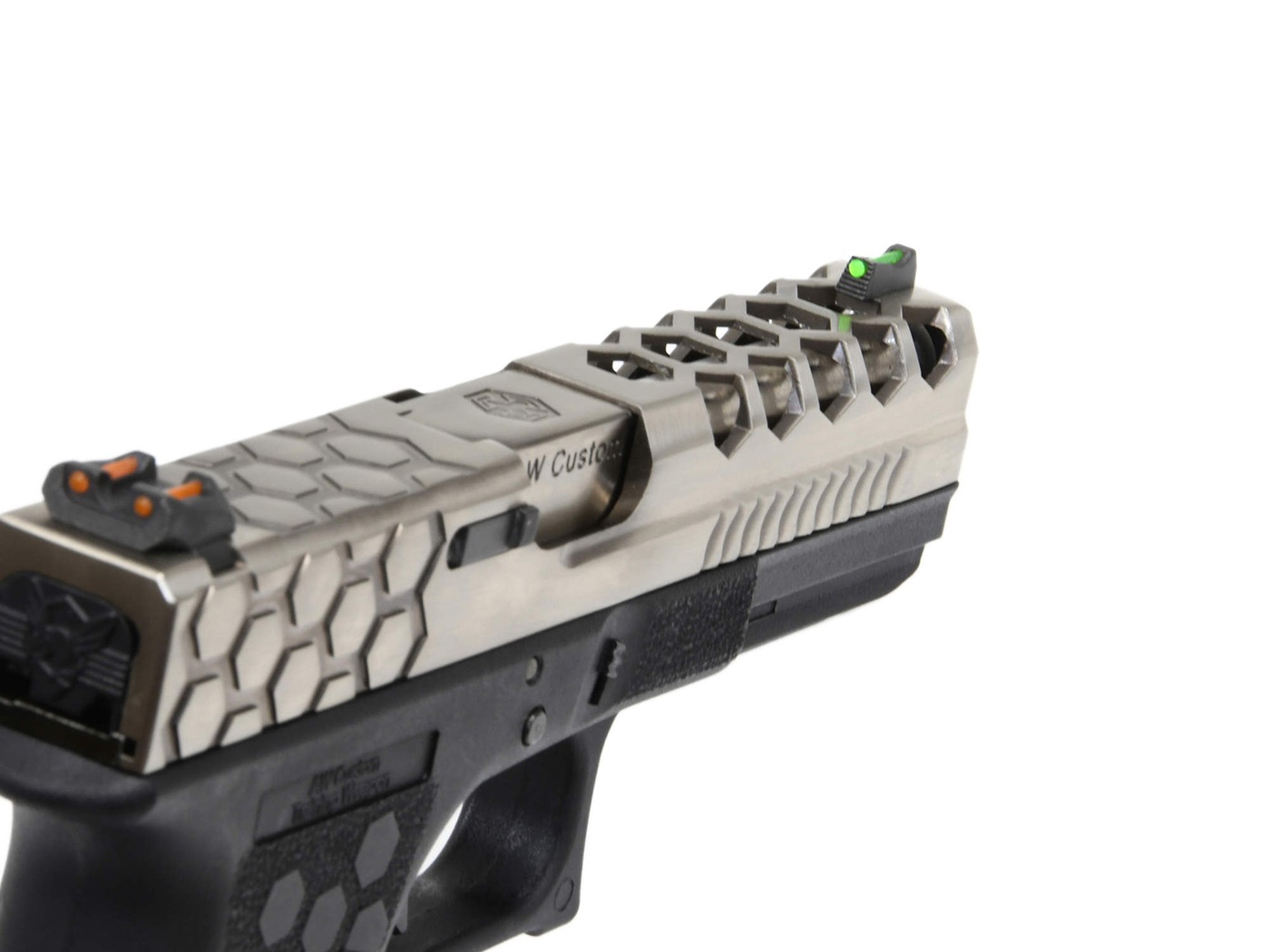 AW CUSTOM VX0100 G17-TYPE GBB/Hex-Cut (Silverスライド/Black