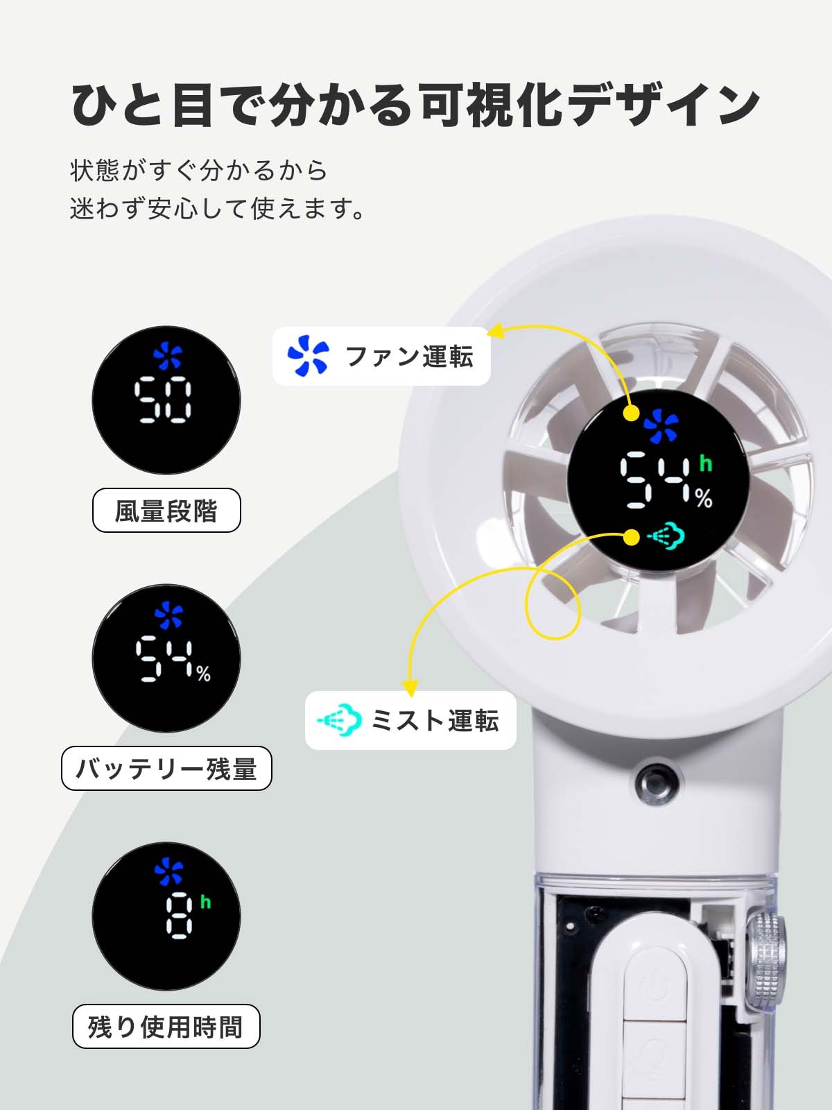 手持ち扇風機 ミスト機能付き--J176