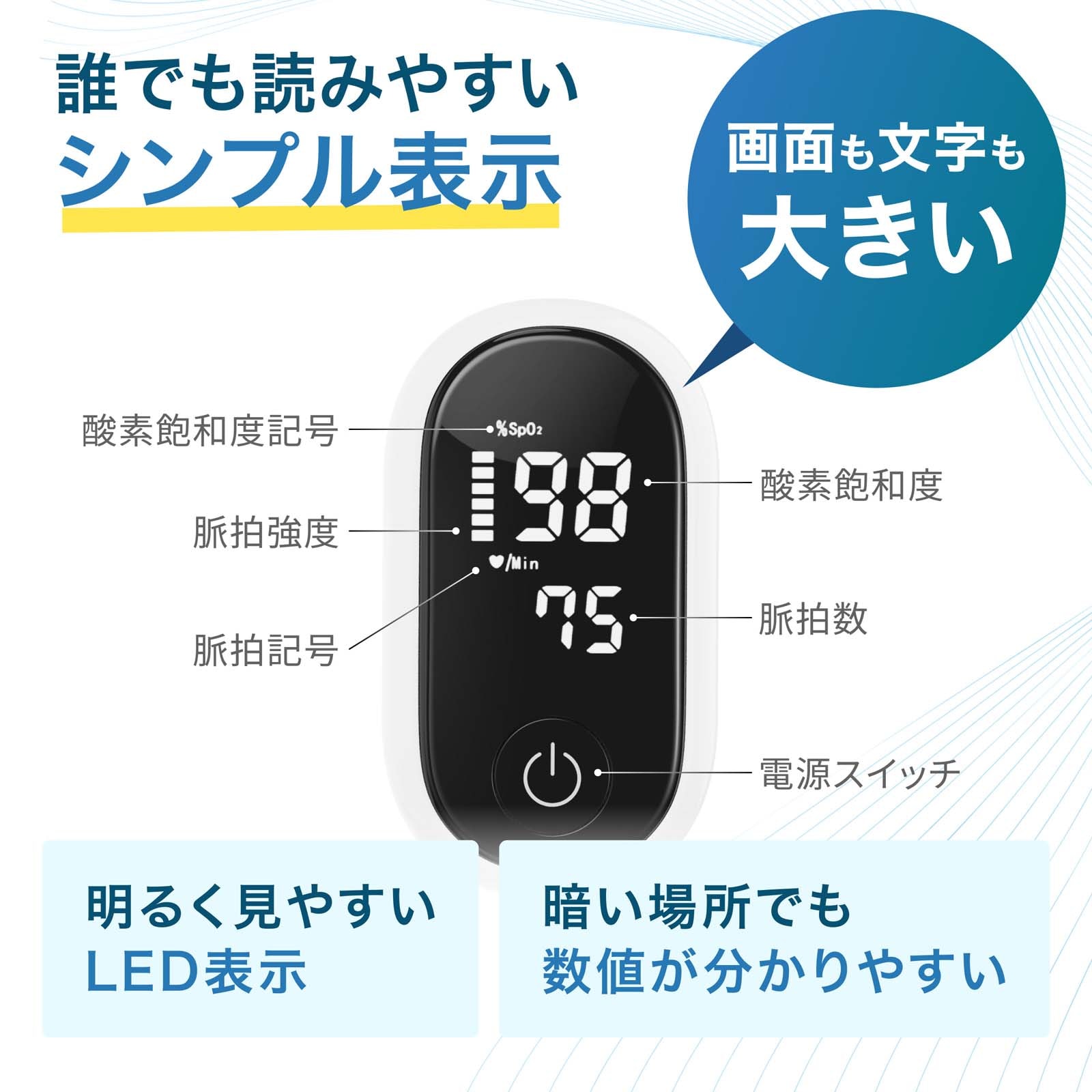 パルスオキシメーター 表示画面変更可-70D