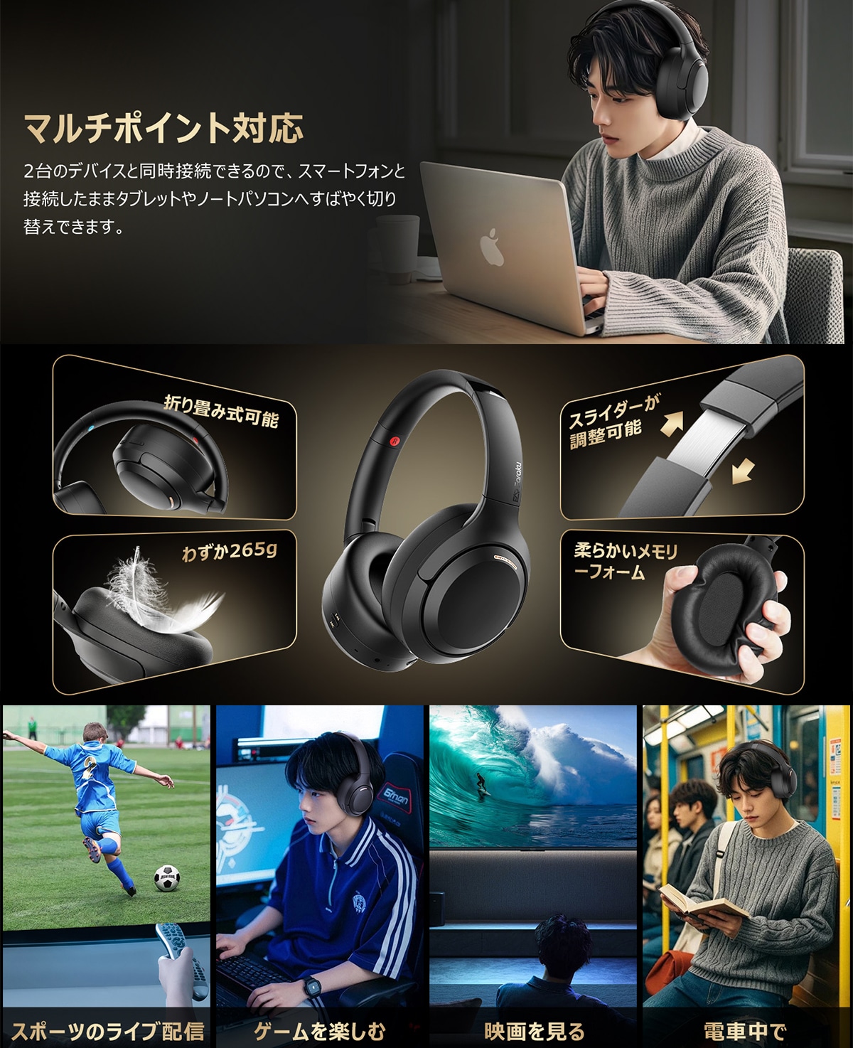 ワイヤレス ヘッドフォン-J130